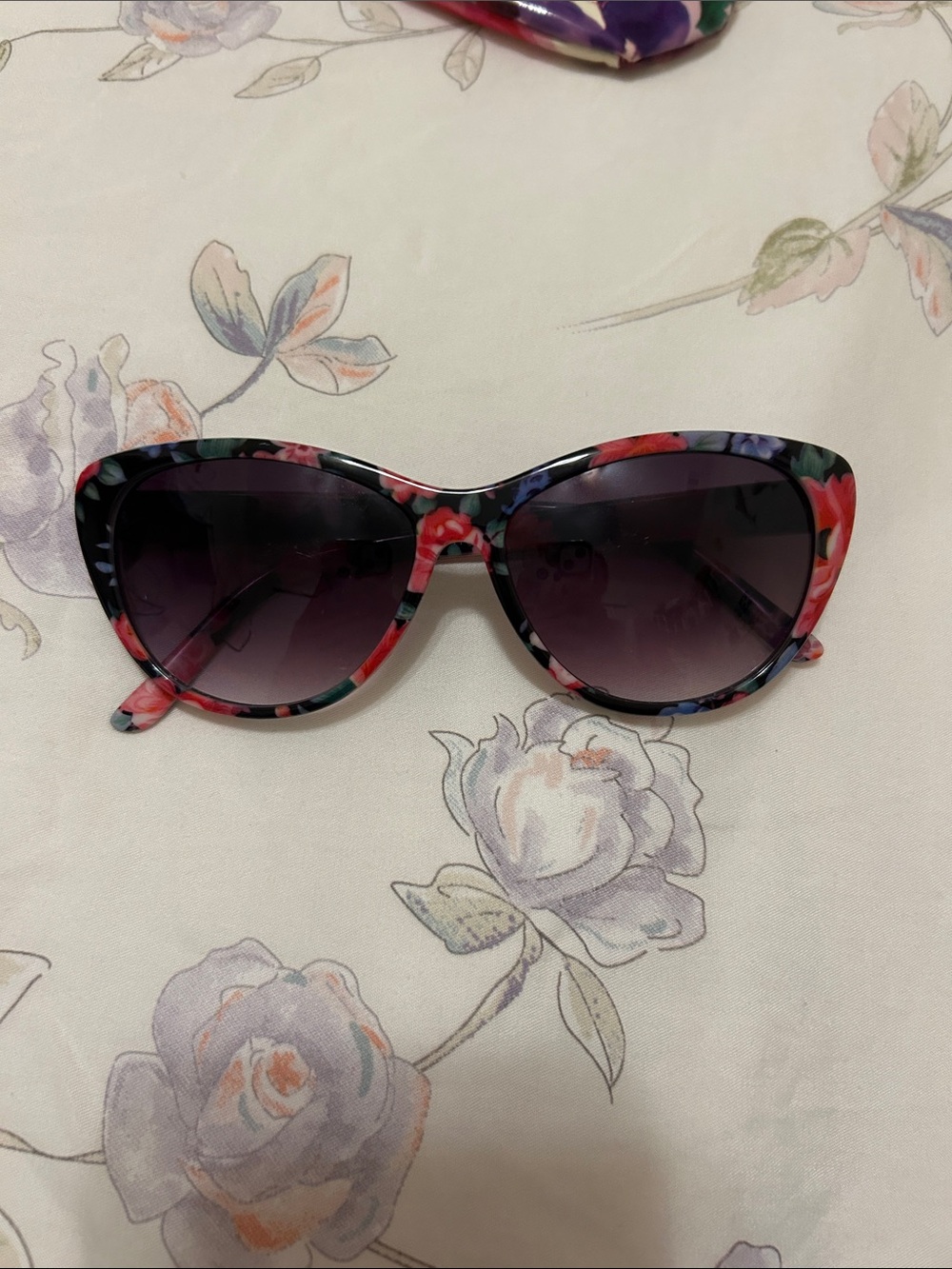 Cynthia Rowley Floral Cat-Eye Sunglasses in Pink, Purple & Green